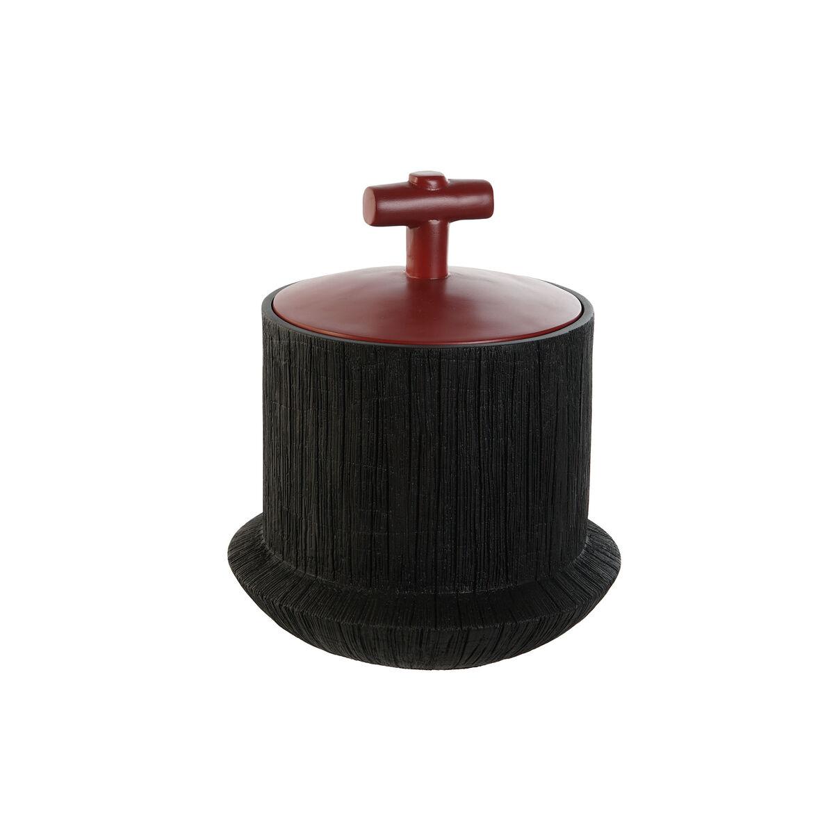 Vase i harpiks - sort/rød, orientalsk, 22 × 22 × 25 cm Vase i harpiks - sort/rød, orientalsk, 22 × 22 × 25 cm