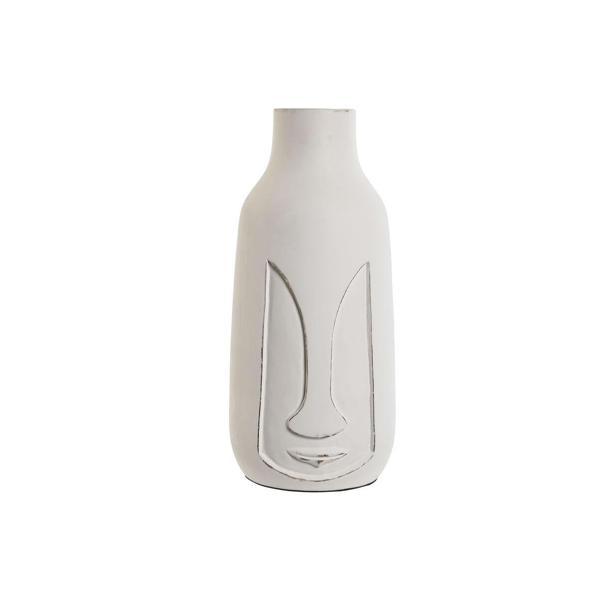 Vase i hvidt mangotræ - moderne ansigt, 15 × 15 × 30 cm Vase i hvidt mangotræ - moderne ansigt, 15 × 15 × 30 cm