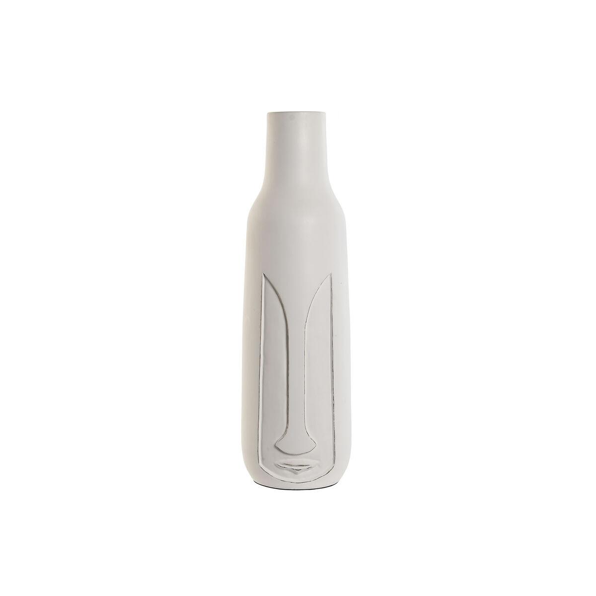 Vase i hvidt mangotræ - moderne ansigt, 15 × 15 × 45 cm Vase i hvidt mangotræ - moderne ansigt, 15 × 15 × 45 cm