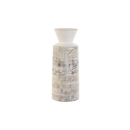 Vase i mangotræ - hvid/natur, kolonistil, 15 × 15 × 22,5 cm