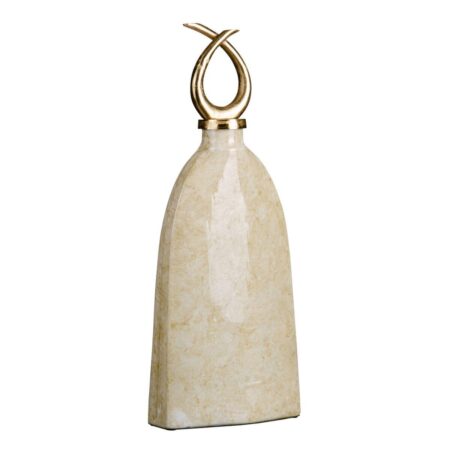 Vase i metal og krystal - hvid/guld, 24 × 13 × 64 cm