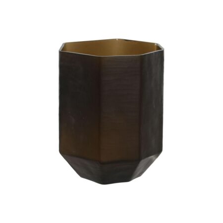 Vase i mørkegrå krystal - moderne, 18 x 18 x 22 cm
