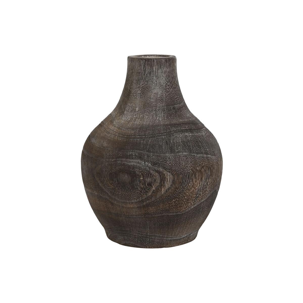 Vase i pauloniatræ, mørkegrå - kolonistil, ældet overflade, 16 × 16 × 24 cm Vase i pauloniatræ, mørkegrå - kolonistil, ældet overflade, 16 × 16 × 24 cm