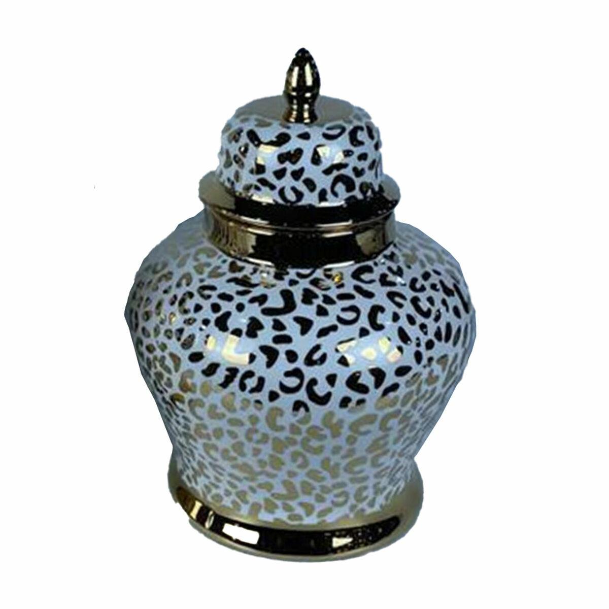 Vase i porcelæn - gylden/hvid kolonistil 22 × 22 × 30 cm Vase i porcelæn - gylden/hvid kolonistil 22 × 22 × 30 cm