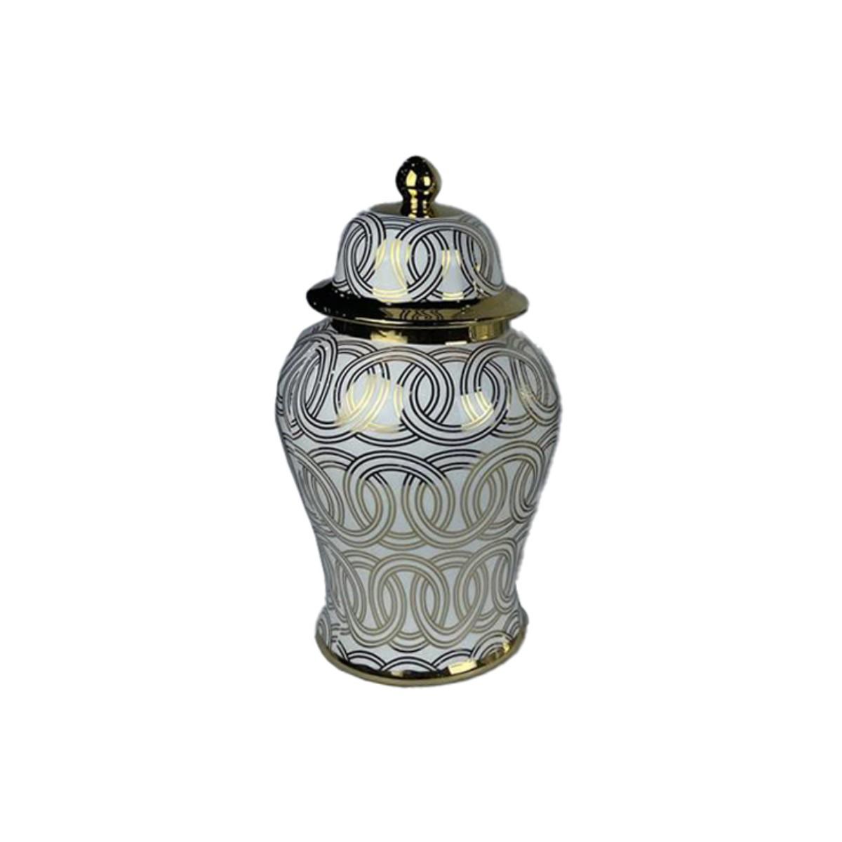 Vase i porcelæn - gylden/hvid, orientalsk, 22 × 22 × 42 cm Vase i porcelæn - gylden/hvid, orientalsk, 22 × 22 × 42 cm