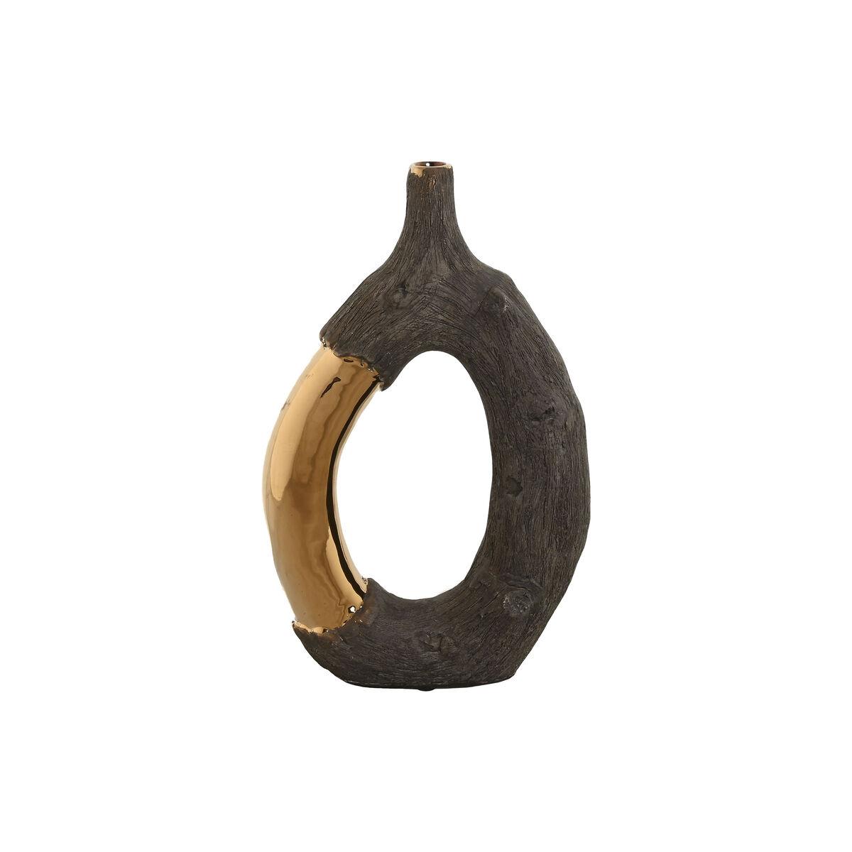 Vase i stentøj - brun/gylden, moderne, 20 × 8 × 31 cm Vase i stentøj - brun/gylden, moderne, 20 × 8 × 31 cm