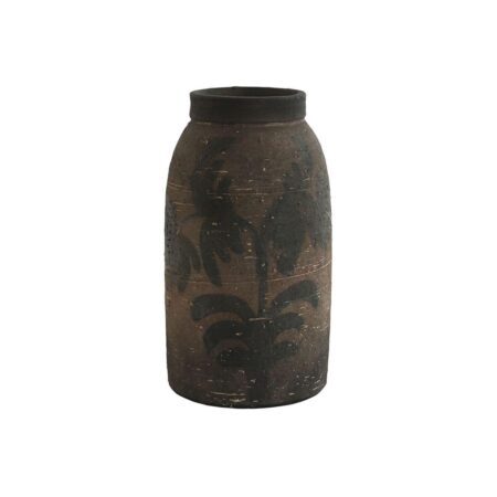Vase i terrakotta, brun - håndlavet, orientalsk look, 35,5 cm