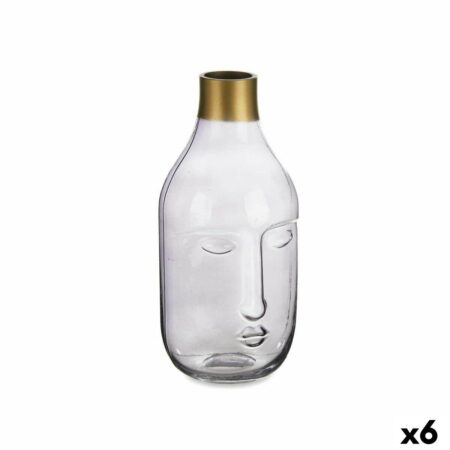 Vase med ansigt - grå glas, 11 × 24,5 × 12 cm (6 stk.)