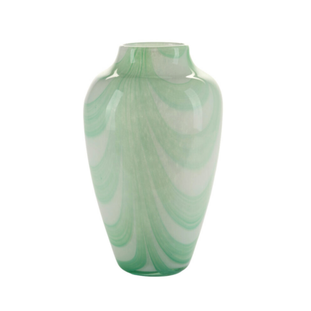 Vase med brede swirl striber, grøn - H35 cm.