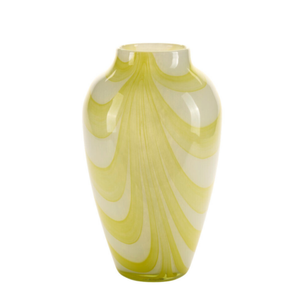 Vase med brede swirl striber, gul - H35 cm.