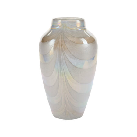Vase med brede swirl striber, perlemor - H35 cm.