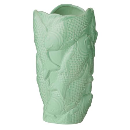 Vase med fisk, grøn - H27 cm