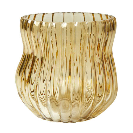 Vase med riller ø15cm h14cm Amber glas f26