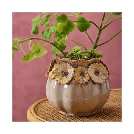 Vase mørk sand m/ solsikker - Ib Laursen H: 13 cm