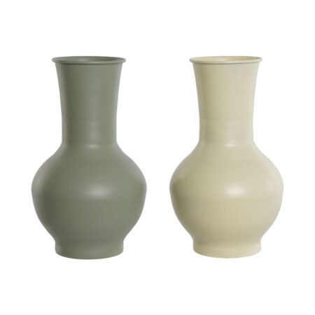 Vase sæt - grøn & flødefarvet, metal, 20 × 20 × 34,5 cm (2 stk.)