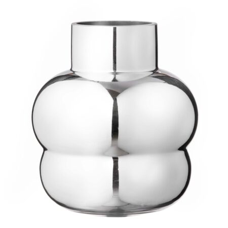 Vase, sølvfarvet - H: 21 cm.