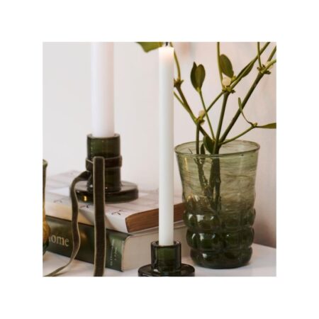 Vase / stage grøn m/ firkantet mønster - Ib Laursen H: 11