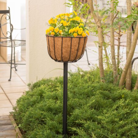 VegTrug Aqua Tower Basket Plant Pot on Spike Brown