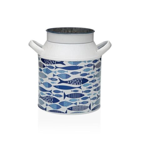 Versa vase i metal - Fisk, blå, 13 × 15,5 × 21 cm