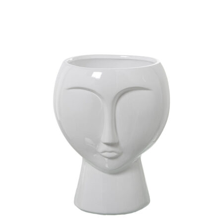 Visage - Vase Med Ansigtsdesign i Hvid Keramik 27 x 27 x 35 cm