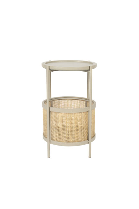 WHITE LABEL LIVING Makoto sidebord, m. kurv - rattan og sand askefinér/metal (Ø30)