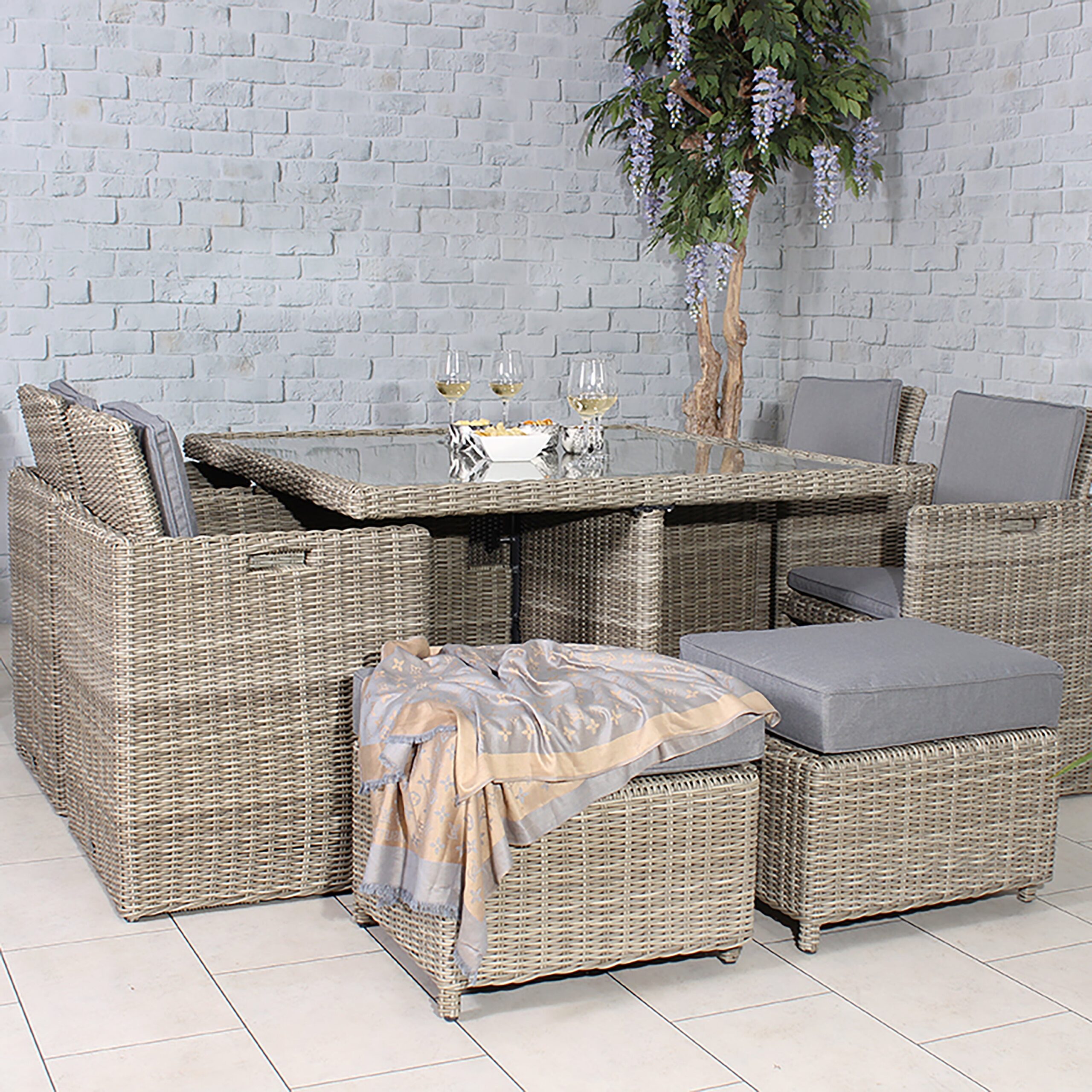 Wentwoth 8 Seater Cube Set Natural