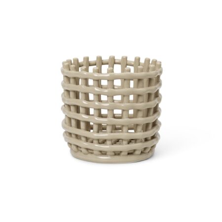 ferm LIVING Ceramic flettet kurv Ø16 cm Cashmere