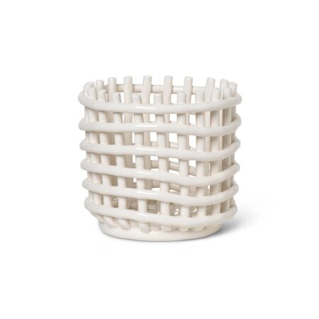 ferm LIVING Ceramic flettet kurv Ø16 cm Offwhite