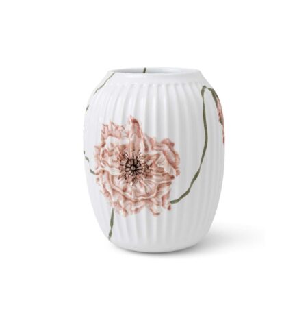 kähler - Hammershøi poppy vase, hvid m. deko - H: 21 cm.