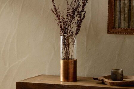 nkuku Khila Metal & Glass Vase | Vases & Planters | Antique Brass