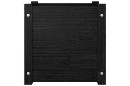 plantekasse 40x40x40 cm massivt fyrretræ sort - Sort