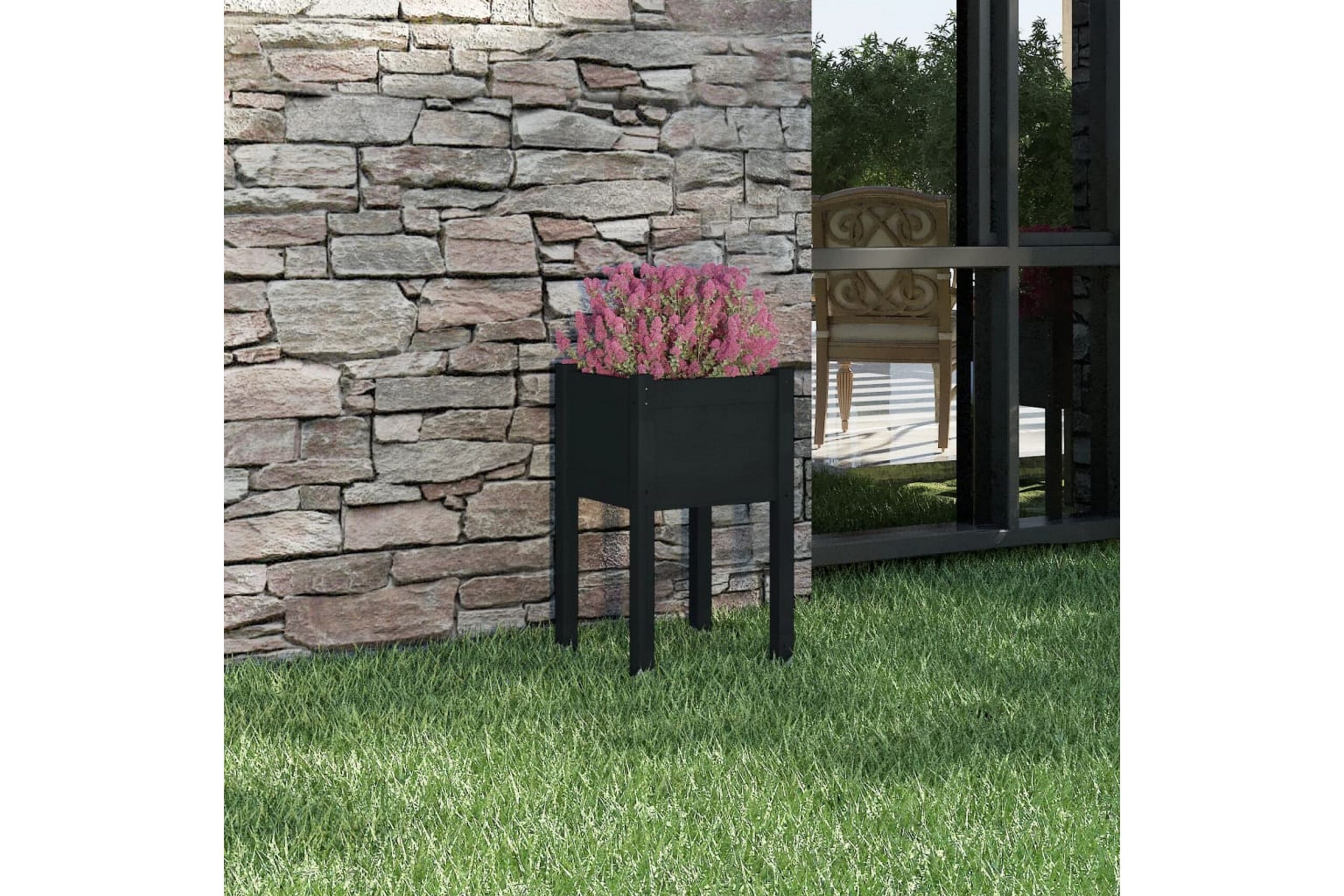 plantekasse 40x40x70 cm massivt fyrretræ sort - Sort plantekasse 40x40x70 cm massivt fyrretræ sort - Sort
