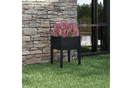 plantekasse 50x50x70 cm massivt fyrretræ sort - Sort