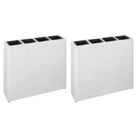 plantekasse med 4 krukker polyrattan sort