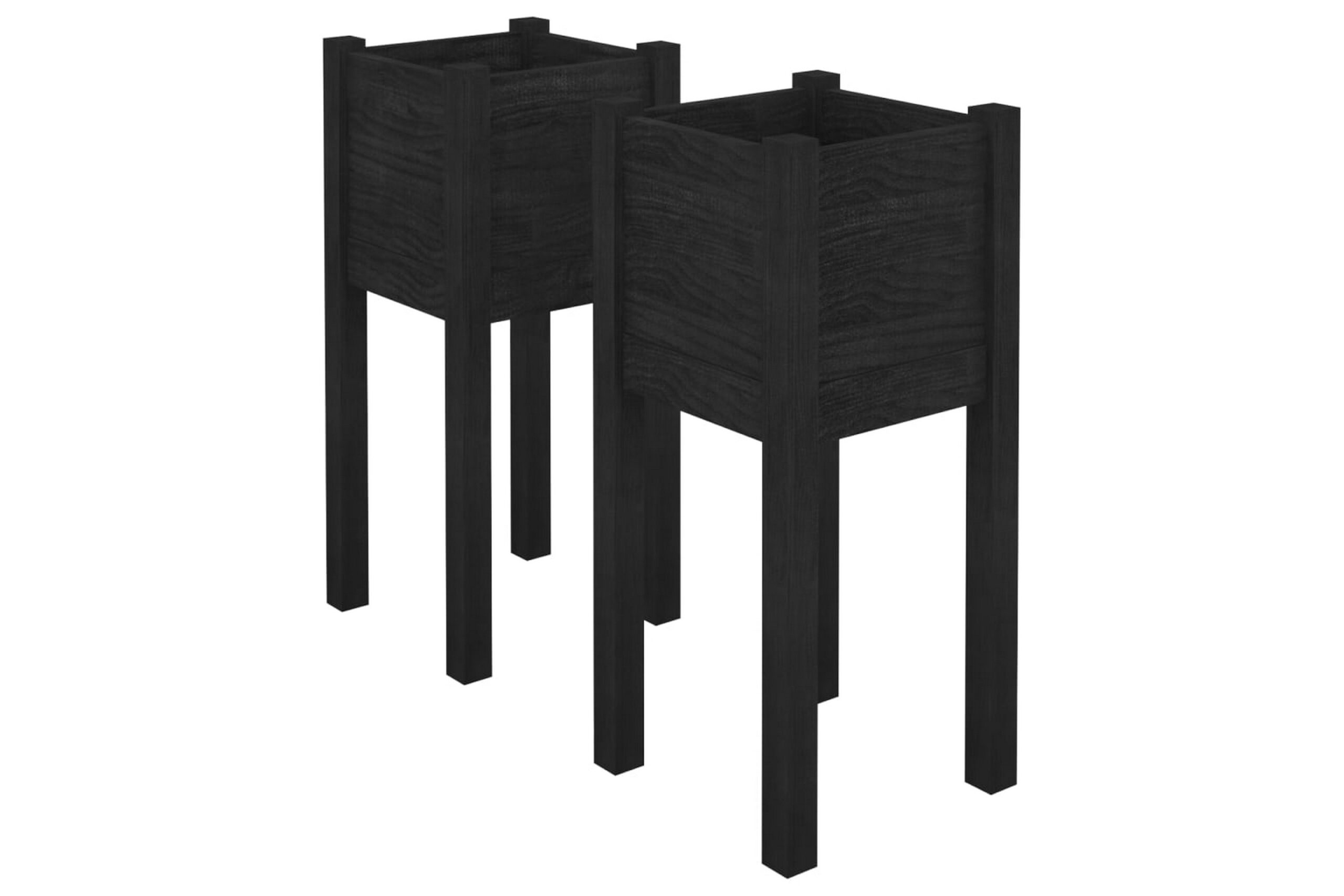 plantekasser 2 stk. 31x31x70 cm massivt fyrretræ sort - Sort plantekasser 2 stk. 31x31x70 cm massivt fyrretræ sort - Sort