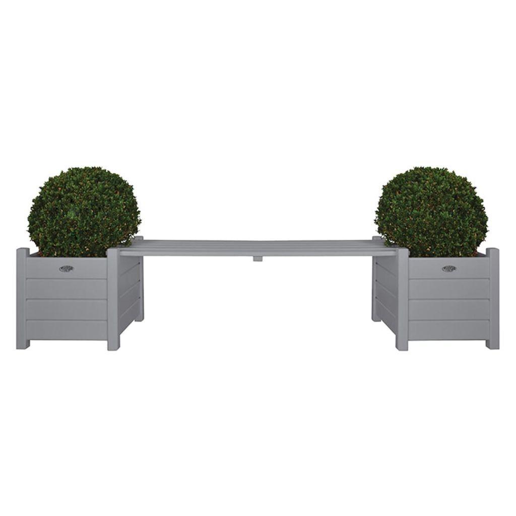 plantekasser CF33G med bænk imellem, grå plantekasser CF33G med bænk imellem, grå