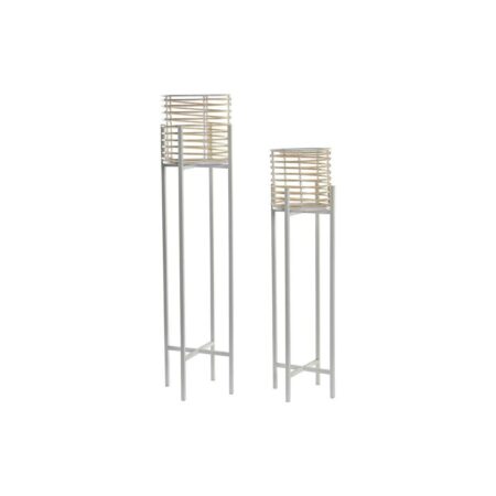plantekrukker Metal Brun Hvid Rattan (21 x 21 x 77 cm)