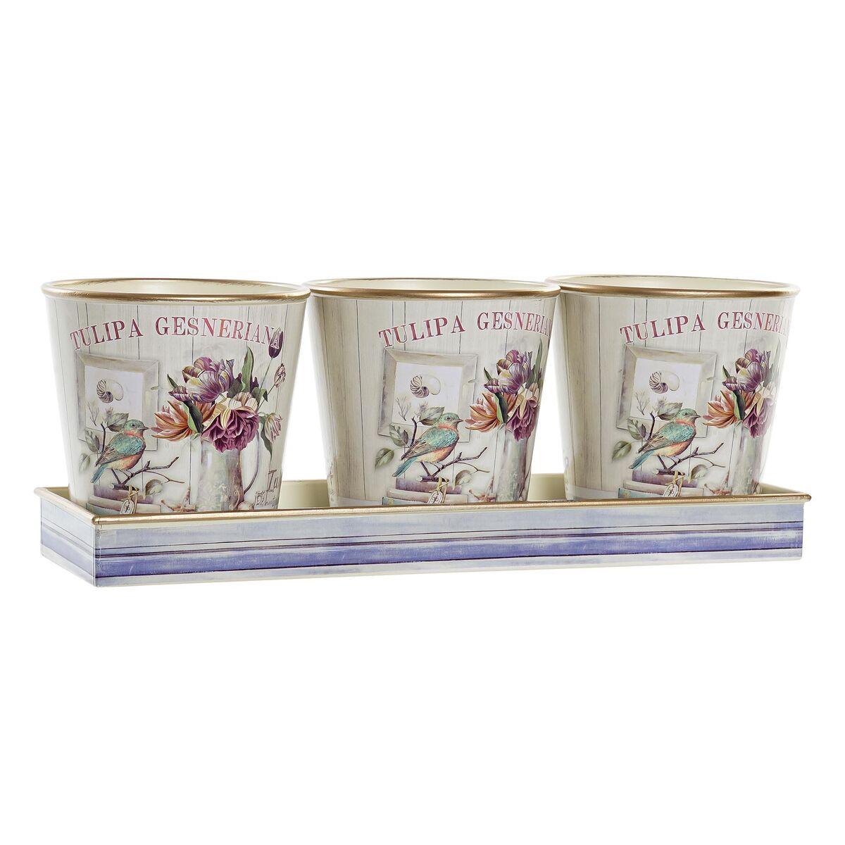 plantekrukker Pink Gylden PVC Shabby Chic 38 x 13 x 14 cm (3 Dele) plantekrukker Pink Gylden PVC Shabby Chic 38 x 13 x 14 cm (3 Dele)