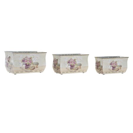 plantekrukker Pink Metal Cvetlice Shabby Chic 31 x 18 x 17,5 cm