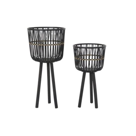plantekrukker Sort Kolonistil Bambus (36 x 36 x 78 cm)