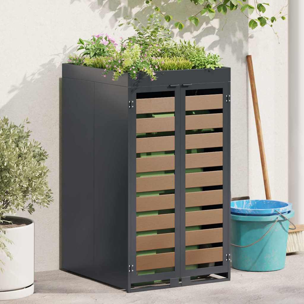 vidaXL Affaldsspand opbevaring med plante-tag til 240L spand Antracit vidaXL Affaldsspand opbevaring med plante-tag til 240L spand Antracit