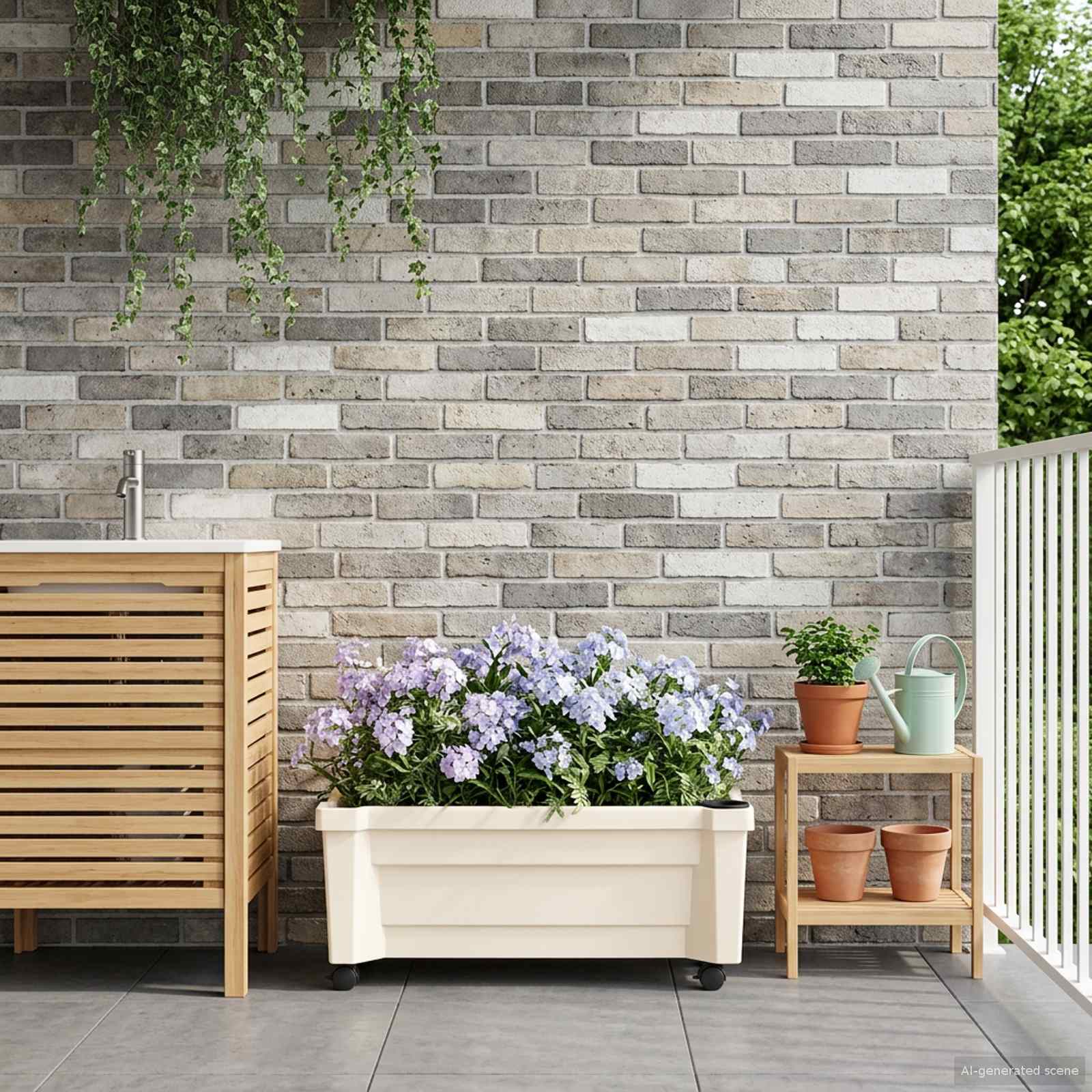 vidaXL Calypso plante med hjul PP Hvid vidaXL Calypso plante med hjul PP Hvid
