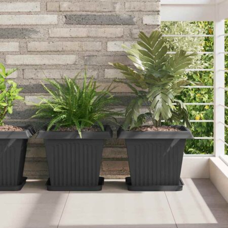vidaXL Firkantet Blomsterkrukke 24 pcs Sort 33 x 33 x 26 cm Plastik