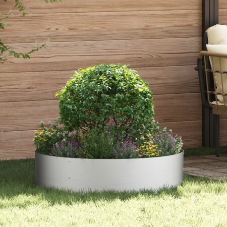 vidaXL Grå Metal Planter Galvaniseret Metal Stor Grå Planter Cirkulær