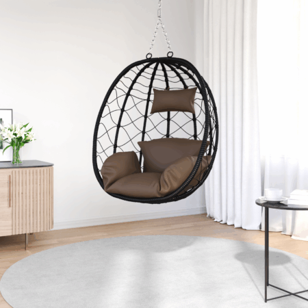 vidaXL Hængende Æg Stol Kurv uden Stativ Kaffe Poly Rattan