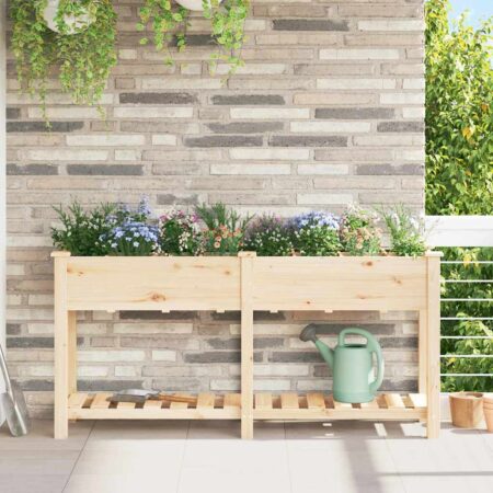 vidaXL Have Blomsterkrukke Beige 161.5 x 45 x 76.5 cm Massivt fyrretræ