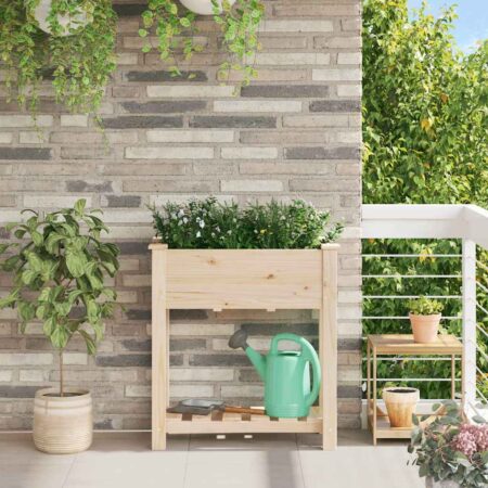 vidaXL Have Blomsterkrukke Beige 71 x 37 x 76.5 cm Massivt fyrretræ