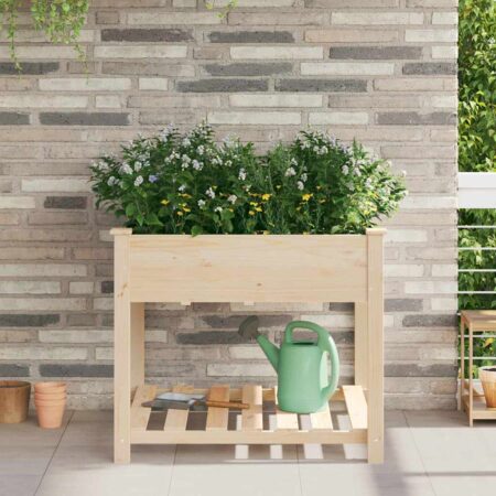 vidaXL Have Blomsterkrukke Beige 90 x 90 x 76.5 cm Massivt fyrretræ