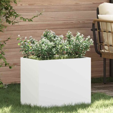 vidaXL Have Blomsterkrukke Hvid 50 x 32 x 40 cm Koldvalset stål