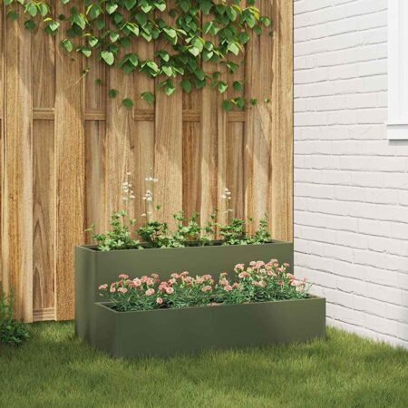 vidaXL Have Blomsterkrukke Olivengrøn 100 x 60 x 45 cm Stål